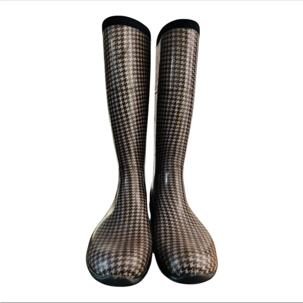 Women’s Ollie Houndstooth Pattern Rain Boots Size 9
